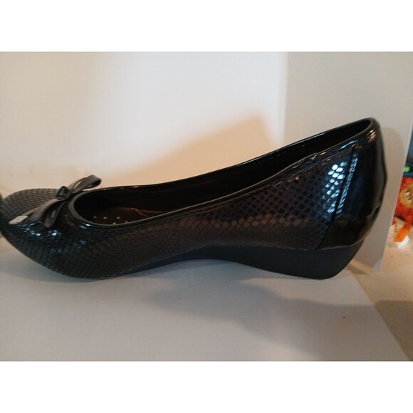 Karen Scott Pippa Casual Low Heel Wedge Black Front Bow Womens 9W - Picture 5 of 16